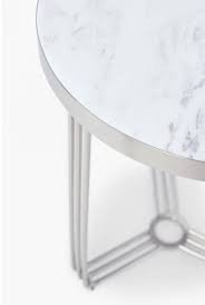 Finn White Marble And Chrome Round Side