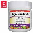 Magnesium Citrate 300mg Powder, 200g, 2-pack Webber Naturals
