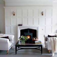 White Wood Panelling Fireplace Design