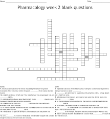 Pharmacology Week 2 Blank Questions Crossword Wordmint
