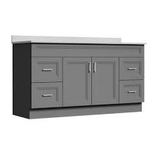 See our wide selection of vanity tops including solid surface, quartz, granite and cultured marble. Magick Woods Elements Stratton 60 W X 21 D Gray Bathroom Vanity Cabinet At Menards
