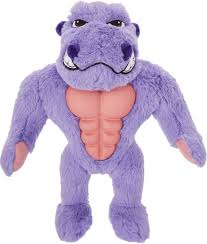 frisco muscle plush squeaking hippo dog