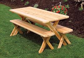 Crossleg Cedar Table W 2 Benches The