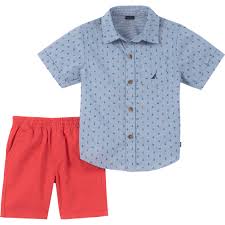Nautica Toddler Boys Woven Shirt With Shorts Set Toddler