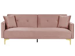velvet sofa bed pink lucan beliani de