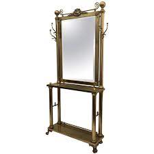 Neoclassical Brass Hall Tree Mirror