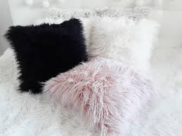 faux fur pillow cover off white faux