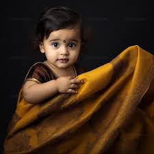 adorable indian baby in a saree