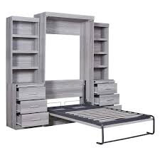 Gray Wood Frame Twin Size Murphy Bed