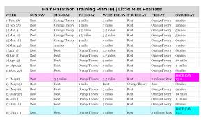 my half marathon training plan little