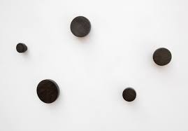 Set Of Black Wooden Round Wall Hooks 5