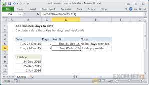 add business days to date excel