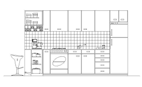 cad drawing of kitchen in elevation