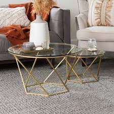 Uhomepro round coffee table modern faux marble style with black metal legs, wood table top modern coffee table, contemporary accent coffee and snack end table tea table for living room, q16221. Silver Orchid Grant Round Nesting Table Set On Sale Overstock 20559232
