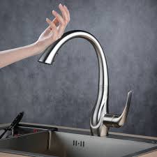 Handsfree automatic modern bathroom tap faucet infrared sensored water saving. Pull Out Touch Sensor Kitchen Faucet Nickel Brushed Kitchen Tap With Touch Switch