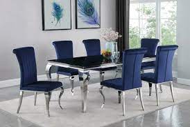 blue velvet dining chair modern
