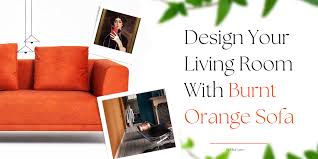 cosy living room with burnt orange sofa