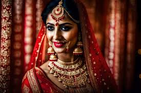 a beautiful indian bride in red and