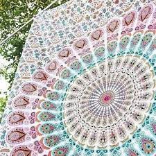 Double Mandala Tapestry Peacock Trippy