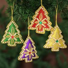 set of four multicolored christmas tree
