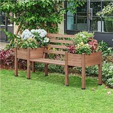 Outdoor Solid Wood Bench With Double