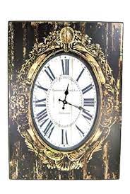 Large Distressed Wall Clock Black Gold