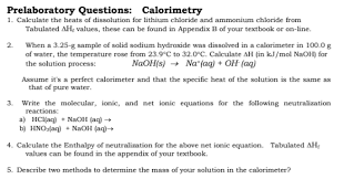 Solved Prelaboratory Questions