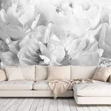 peony black and white full wall mural
