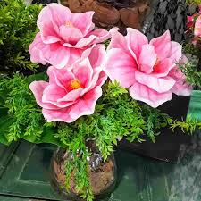 3 unidades de flor de magnólia em silicone Rosa no Elo7 | DECORA FLORES  ARTIFICIAIS (FB4DBB)