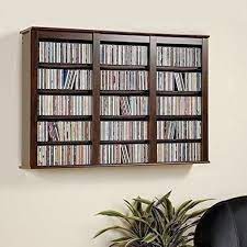 Great Choice S Espresso Finish Wooden Media Storage Cabinet Cd Dvd Organizer Wall Mount Shelf