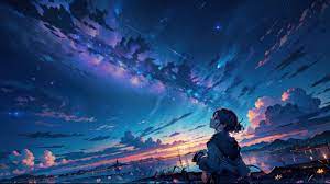 anime sky sunset 4k wallpaper