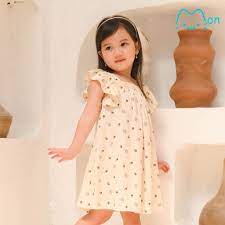 MONBABIES Váy/Đầm cánh tiên đũi tằm họa tiết ong nhí màu kem cho bé gái  VL01 - Thời trang trẻ em xuân hè - Đầm bé gái