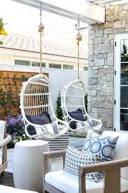 White Hanging Chairs Patio With Pergola