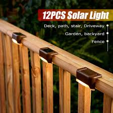 12pcs solar powered led deck lights