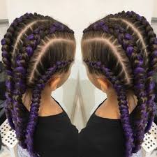 For the novices, the first thing to know is that if you're looking to get braided extensions, there are specific types of hair used for twists and braids, as opposed to other styles that require. Purple Cornrows Braid In Hair Extensions Hair Styles Braided Hairstyles