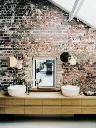 brick walls exposed brick bathroom