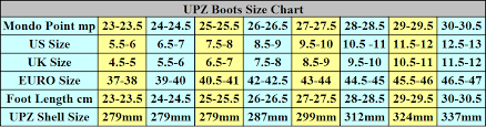 Sizechart Upz Boots