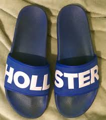 Mens Hollister Slides Size 8 Blue Sandals Slippers Flip