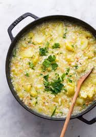 saffron potato leek soup with rice