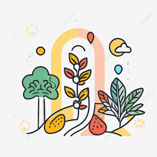 Colorful Tree Line Icon For Nature And