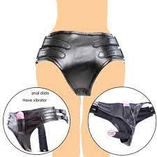 Bondage Panties PU Leather Chastity Pants Device Underwear Vibration Plug  BDSM | eBay