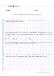 Grade 5 Algebraic Expressions Up To 2