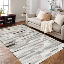 grey striped leather area rug