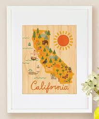 petit collage california map wall art