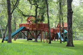 Bridged Wooden Swing Sets Backyard