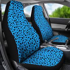 Sky Blue Leopard Print Car Seat Covers