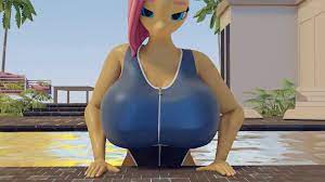 2825059 - suggestive, artist:more-useless-source, fluttershy, anthro,  plantigrade anthro, 3d, absolute cleavage, animated, big breasts, blender,  breast overpour, breasts, busty fluttershy, cleavage, clothes, female, huge  breasts, impossibly large ...