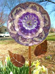 glass garden art glass plate flowers