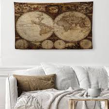 Map Tapestry World Map Wall Art