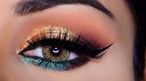 gold glittery eye makeup tutorial